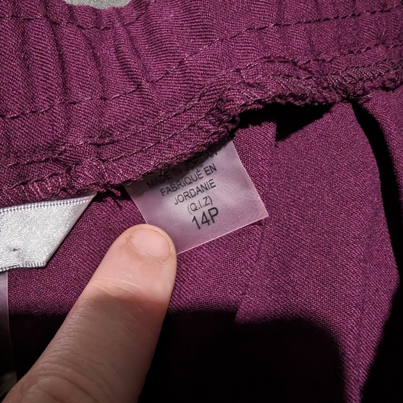 NWT TanJay Womens Burgundy slacks size 14P Elastic waist band casual pants - Picture 3 of 7